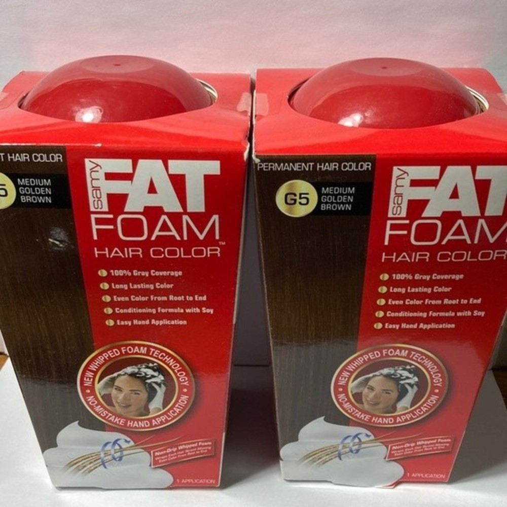 Samy Fat Foam Hair Color G5 Medium Golden Brown 2 Boxes Discontinued